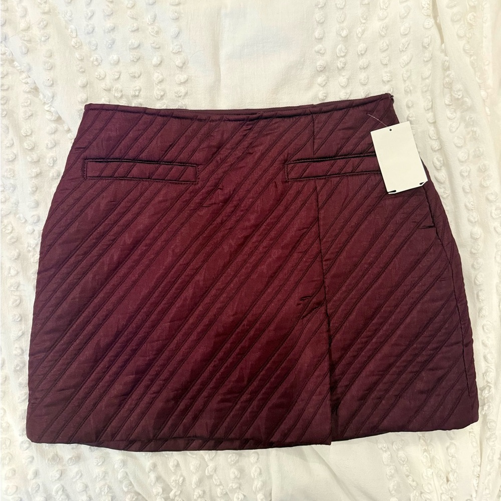 Trina Turk Chandra Quilted mini skirt maroon